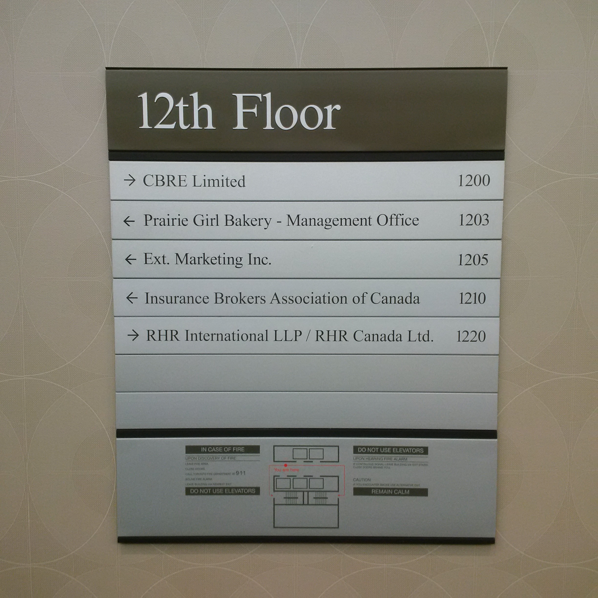 interior directional and wayfinding sign for office building directory