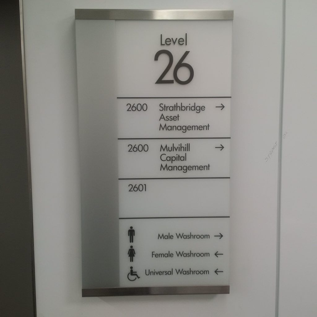 directional and wayfinding signs for office building floor