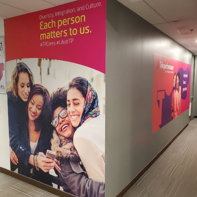 Teleperformance wall mural promoting diversity and culture